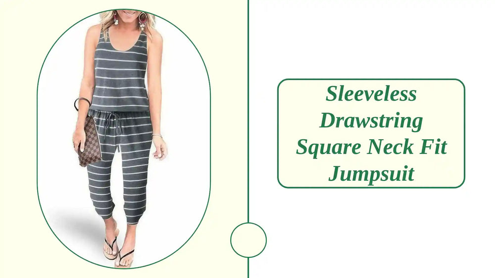 Sleeveless Drawstring Square Neck Fit Jumpsuit by@Outfy