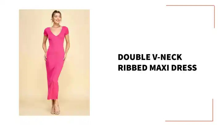 Double V-neck Ribbed Maxi Dress by@Outfy