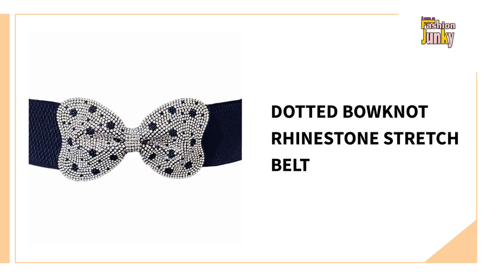 Dotted Bowknot Rhinestone Stretch Belt by@Outfy