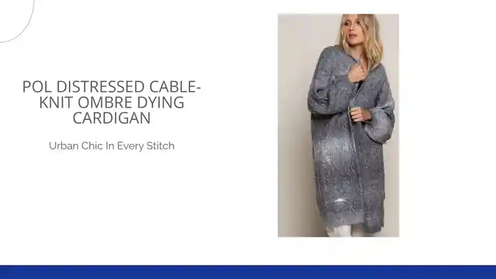 POL Distressed Cable-Knit Ombre Dying Cardigan by@Outfy