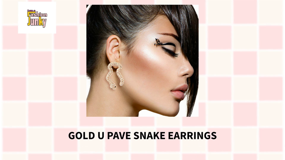Gold U Pave Snake Earrings by@Outfy