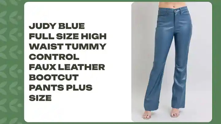Judy Blue Full Size High Waist Tummy Control Faux Leather Bootcut Pants Plus Size by@Outfy
