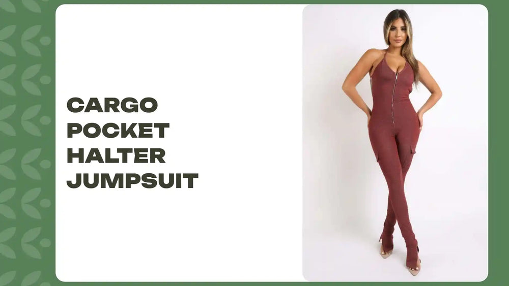 Cargo pocket halter jumpsuit by@Outfy