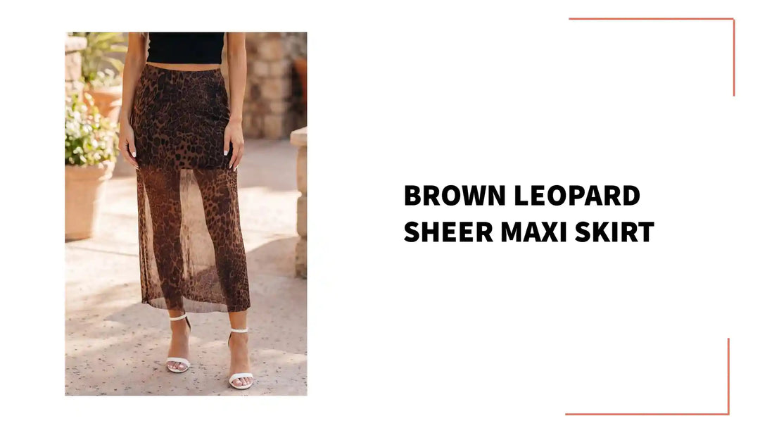 Brown Leopard Sheer Maxi Skirt by@Outfy