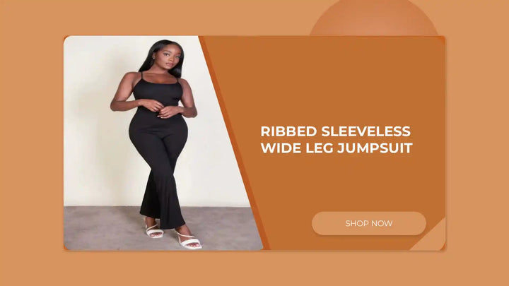 Ribbed sleeveless wide leg jumpsuit by@Outfy