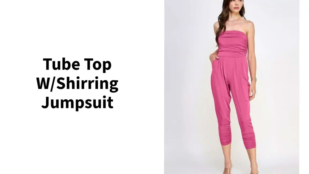 Tube Top W/shirring Jumpsuit by@Outfy