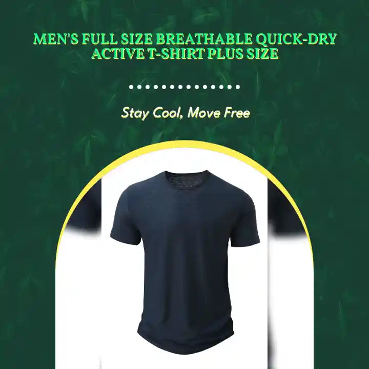 Men's Full Size Breathable Quick-Dry Active T-Shirt Plus Size by@Outfy