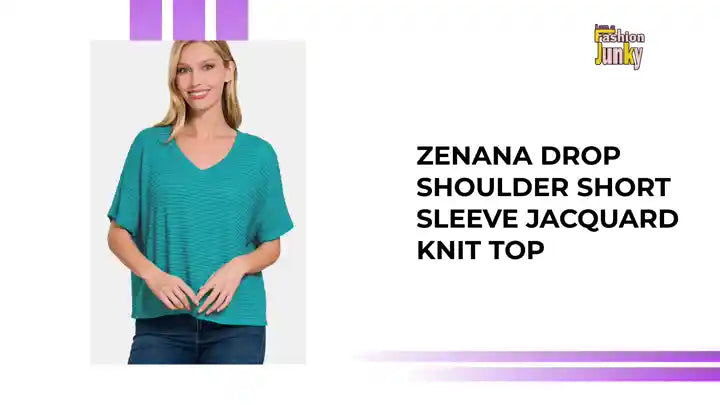 Zenana Drop Shoulder Short Sleeve Jacquard Knit Top by@Outfy