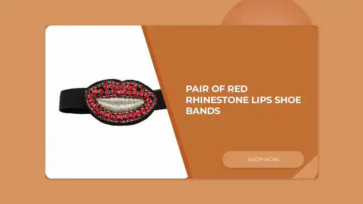 Pair of Red Rhinestone Lips Shoe Bands by@Outfy