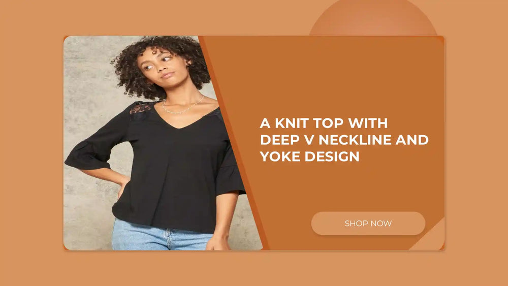 A Knit Top With Deep V Neckline And Yoke Design by@Outfy