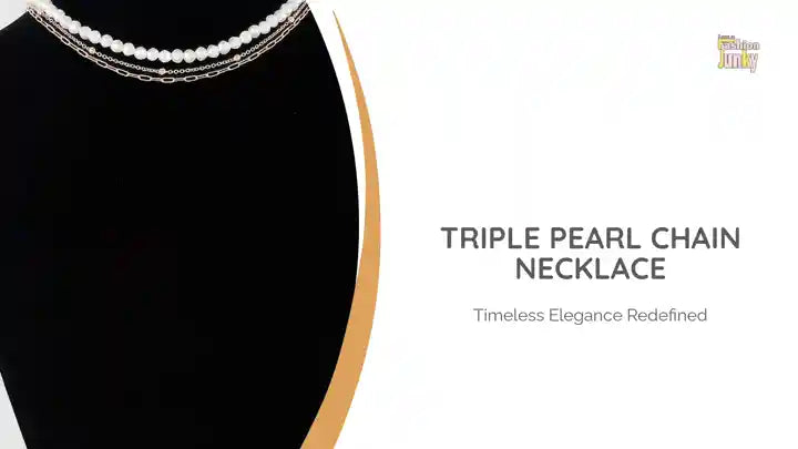 Triple Pearl Chain Necklace by@Outfy