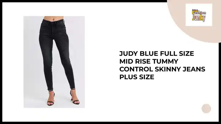 Judy Blue Full Size Mid Rise Tummy Control Skinny Jeans Plus Size by@Outfy
