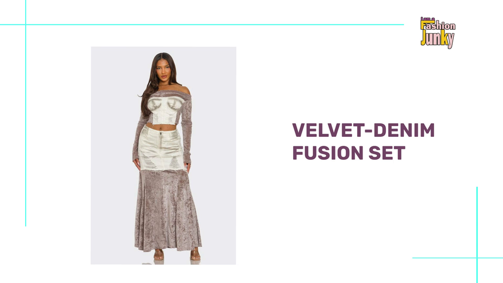 Velvet-Denim Fusion Set by@Outfy