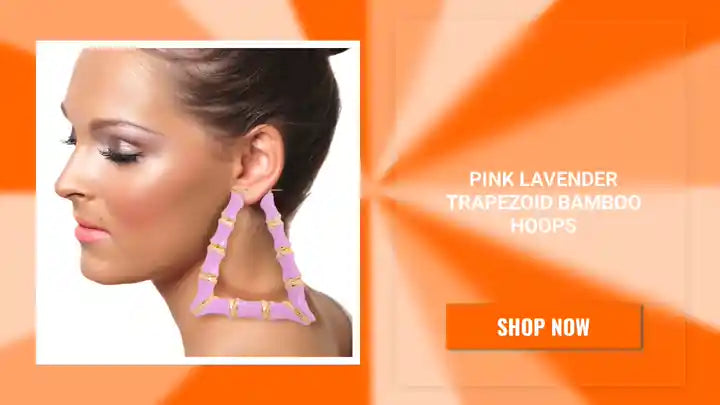 Pink Lavender Trapezoid Bamboo Hoops by@Outfy