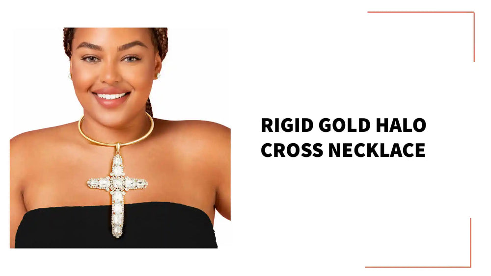 Rigid Gold Halo Cross Necklace by@Outfy