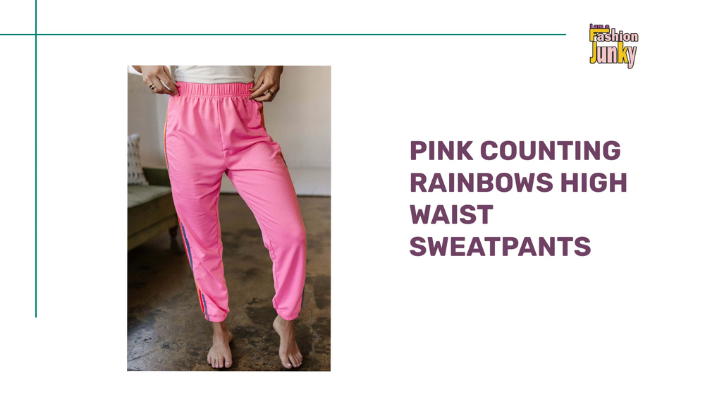 Pink Counting Rainbows High Waist Sweatpants by@Outfy