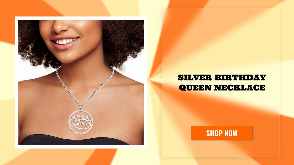 Silver Birthday Queen Necklace by@Outfy