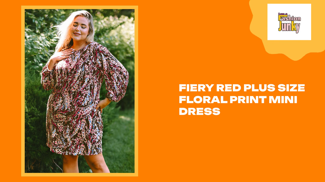 Fiery Red Plus Size Floral Print Mini Dress by@Outfy