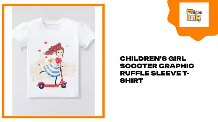 Children's Girl Scooter Graphic Ruffle Sleeve T-Shirt by@Outfy