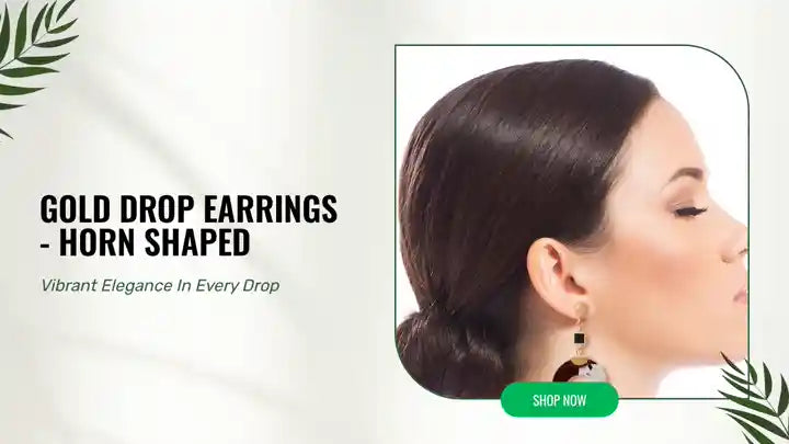 Gold Drop Earrings - Horn Shaped by@Outfy