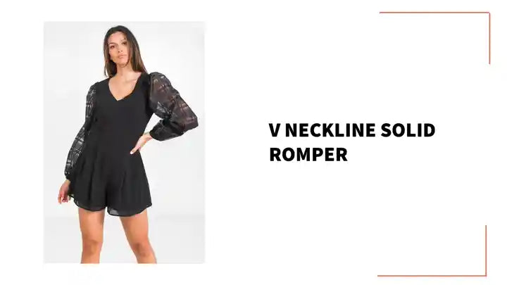 V Neckline Solid Romper by@Outfy