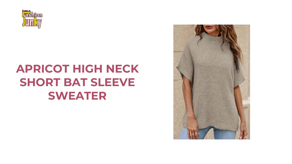 Apricot High Neck Short Bat Sleeve Sweater by@Outfy
