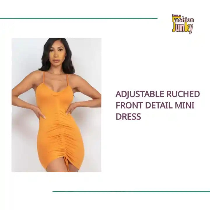 Adjustable Ruched Front Detail Mini Dress by@Outfy