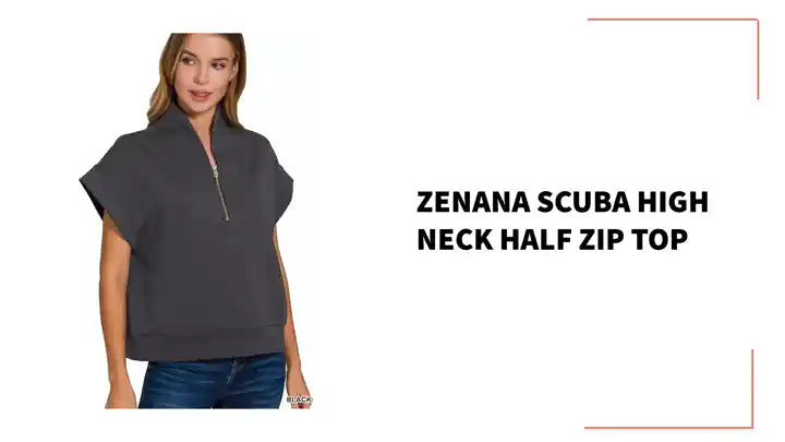Zenana Scuba High Neck Half Zip Top by@Outfy