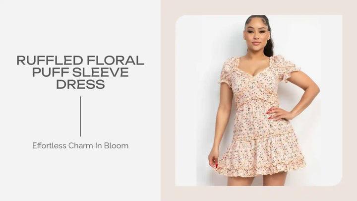 Ruffled Floral Puff Sleeve Dress by@Outfy