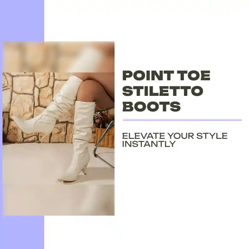 Point Toe Stiletto Boots by@Outfy