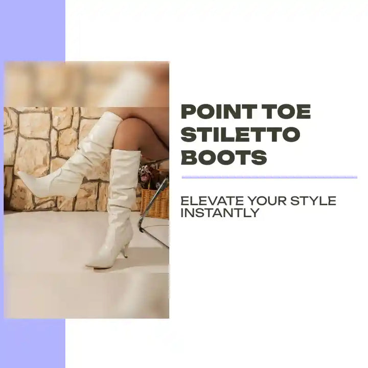 Point Toe Stiletto Boots by@Outfy
