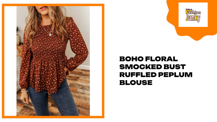 Boho Floral Smocked Bust Ruffled Peplum Blouse by@Outfy