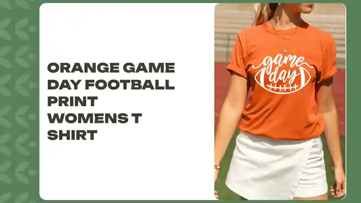 Orange game day Football Print Womens T Shirt by@Outfy