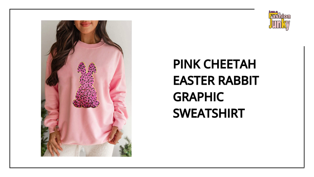 Pink Cheetah Easter Rabbit Graphic Sweatshirt by@Outfy