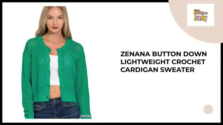 Zenana Button Down Lightweight Crochet Cardigan Sweater by@Outfy