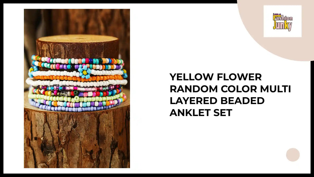 Yellow Flower Random Color Multi Layered Beaded Anklet Set by@Outfy