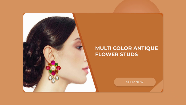 Multi Color Antique Flower Studs by@Outfy