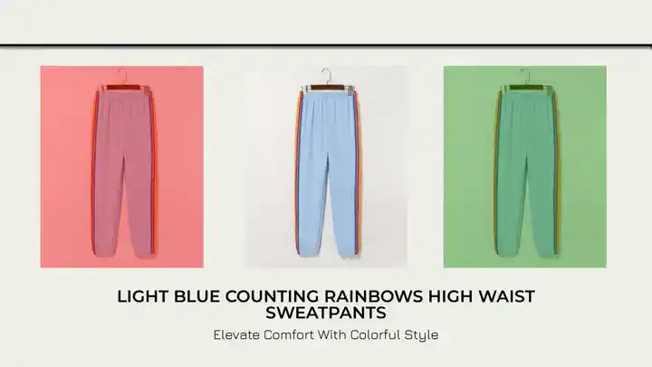 Light Blue Counting Rainbows High Waist Sweatpants by@Outfy