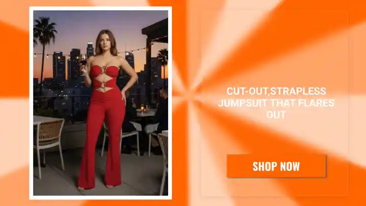 Cut-out,strapless Jumpsuit That Flares Out by@Outfy