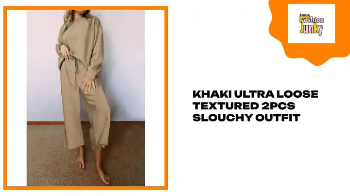 Khaki Ultra Loose Textured 2pcs Slouchy Outfit by@Outfy