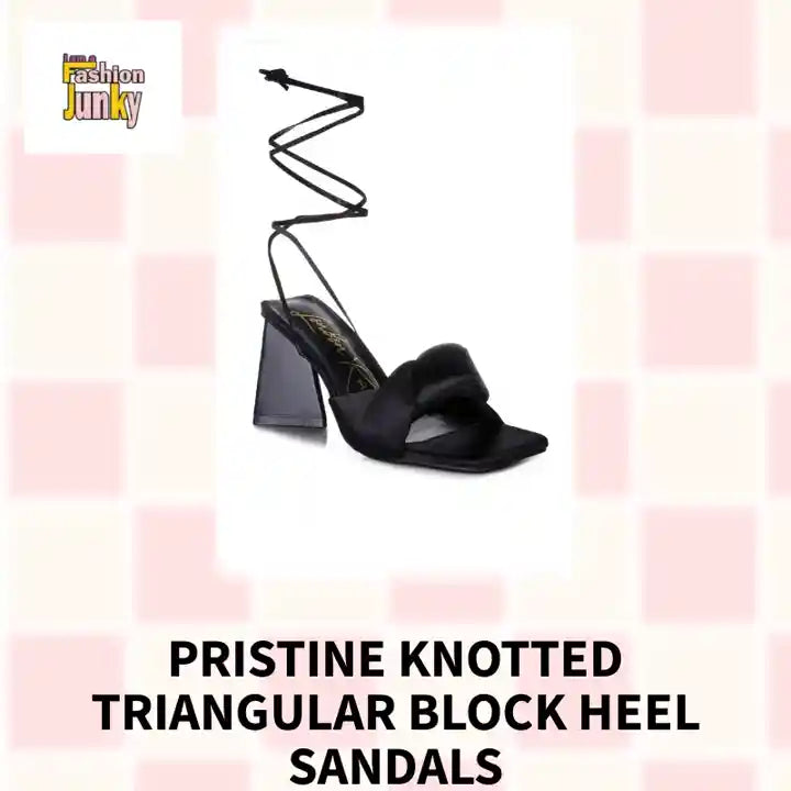 Pristine Knotted Triangular Block Heel Sandals by@Outfy