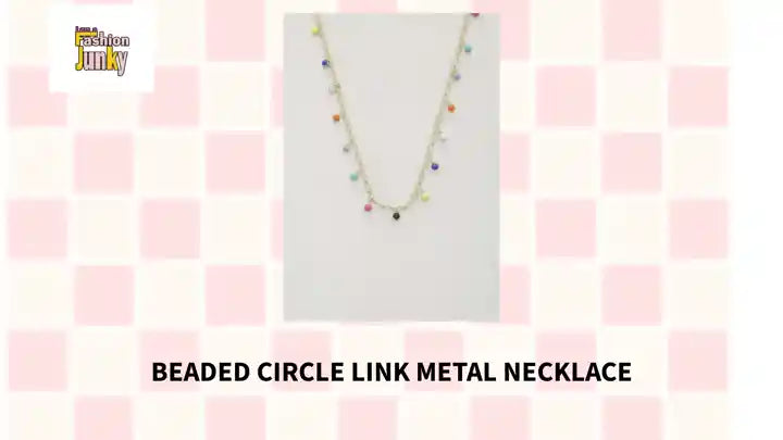 Beaded Circle Link Metal Necklace by@Outfy