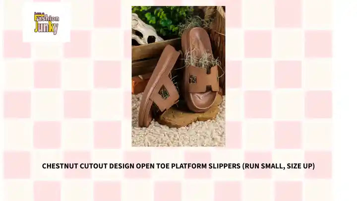 Chestnut Cutout Design Open Toe Platform Slippers (Run Small, Size Up) by@Outfy
