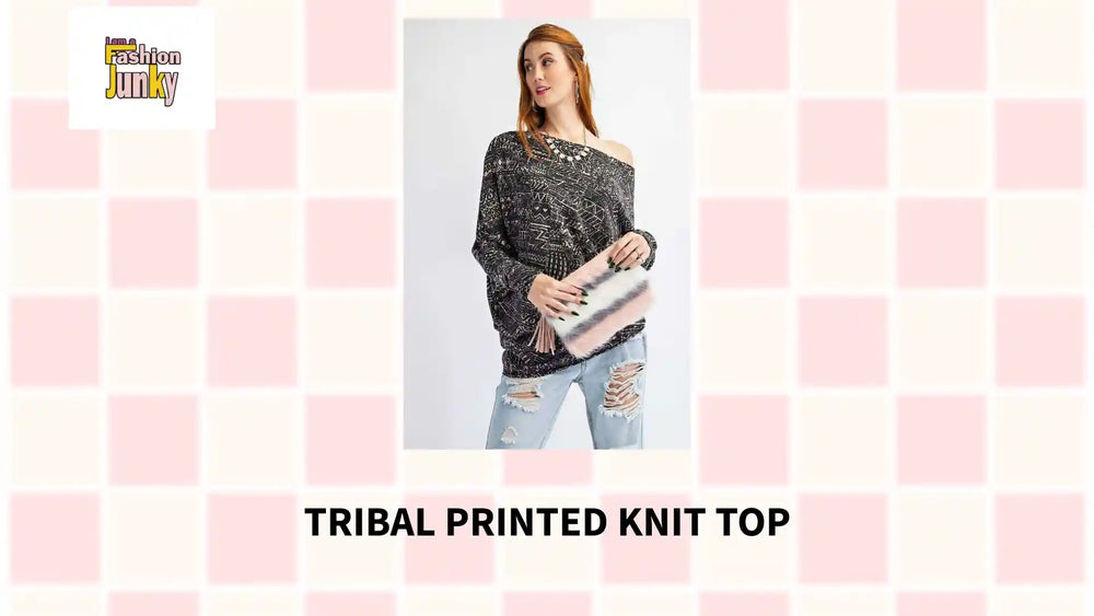 Tribal Printed Knit Top by@Outfy