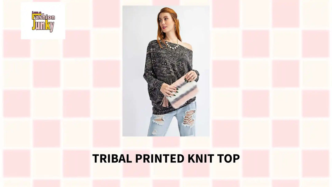 Tribal Printed Knit Top by@Outfy