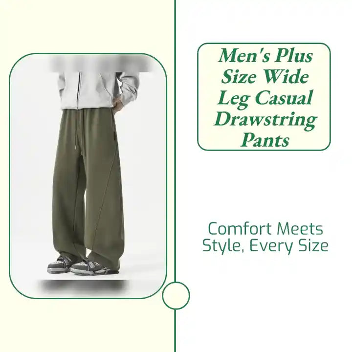 Men's Plus Size Wide Leg Casual Drawstring Pants by@Outfy