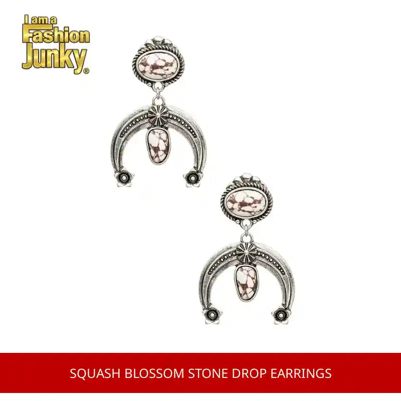 Squash Blossom Stone Drop Earrings by@Outfy
