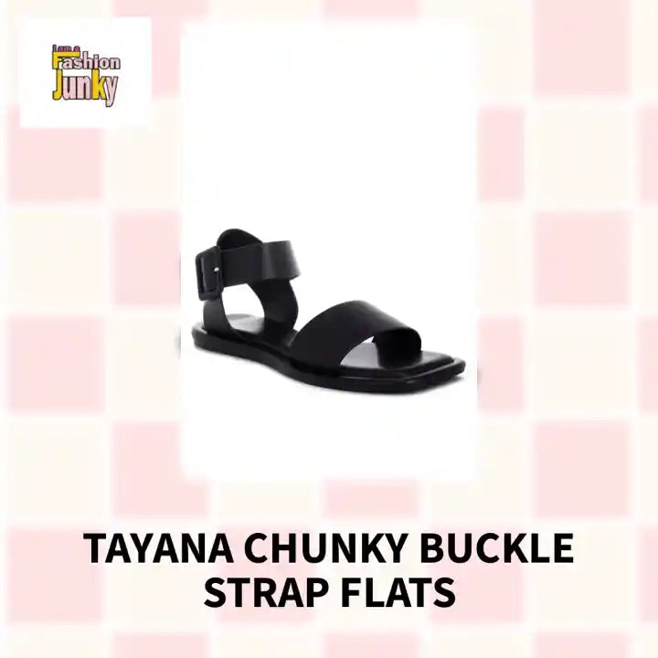 Tayana Chunky Buckle Strap Flats by@Outfy