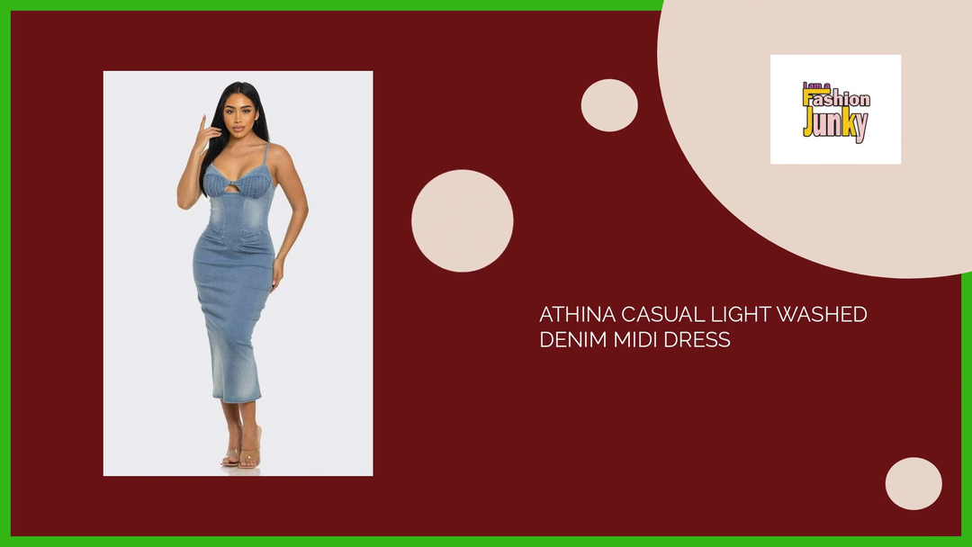 ATHINA CASUAL LIGHT WASHED DENIM MIDI DRESS by@Outfy