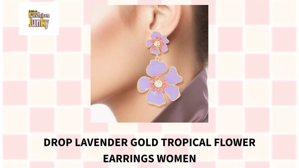Drop Lavender Gold Tropical Flower Earrings Women by@Outfy
